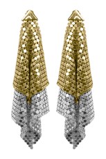 Paco Rabanne PIXEL CONTRAST MESH EARRING | GOLD/SILVER